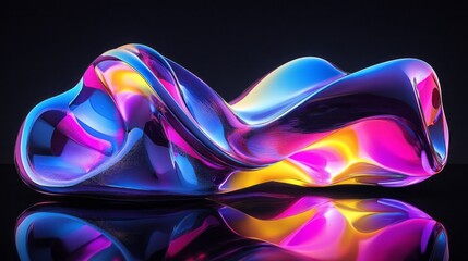 Poster - A colorful, abstract sculpture with a purple and yellow base