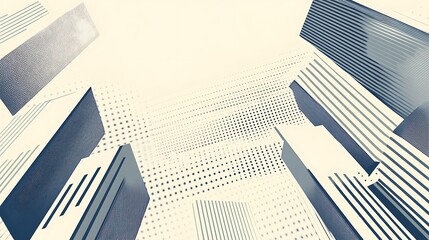 Poster - Abstract perspective of a city skyline with geometric patterns.
