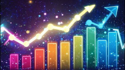 Wall Mural - a rainbow-colored line graph showing growth and success