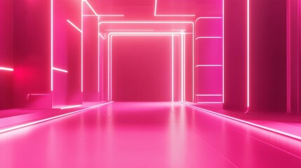 Poster - Photo of, Pink background with minimalist abstract shapes and vibrant colors for design, banner template