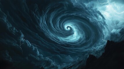 Aufkleber - Dramatic swirling storm clouds with lightning, showcasing nature's power and beauty.