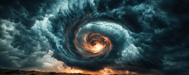 Aufkleber - Dramatic swirling storm clouds with a bright center, creating an intense atmospheric effect.