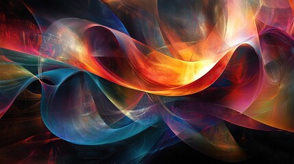 Abstract digital art with swirling neon colors and dynamic shapes 