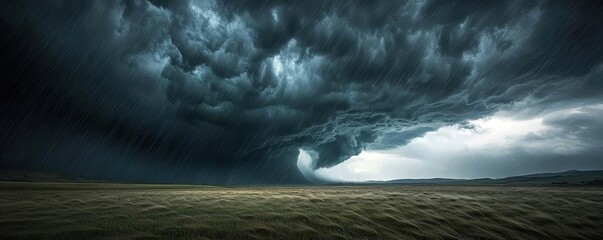 Poster - Dramatic storm clouds over a serene landscape, capturing nature's power and beauty.