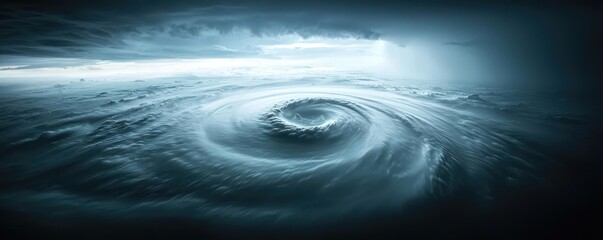 Aufkleber - A dramatic aerial view of a swirling storm cloud formation.