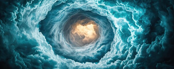 Poster - Vivid storm clouds swirling with a bright center of light.