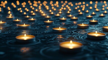 Poster - close-up of intricate rangoli patterns with glowing candles, artistic festival of lights