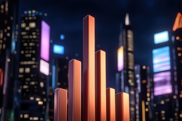 Dynamic 3D Bar Chart Visualizing Rising Revenues in a Floating Design for Business Insights