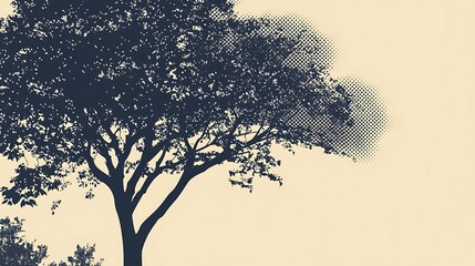 Poster - Silhouette of a tree with a halftone effect on the background.
