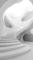 Aufkleber - A white staircase is shown in a white room