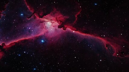 Wall Mural - Cosmic red nebula, glowing with bright light