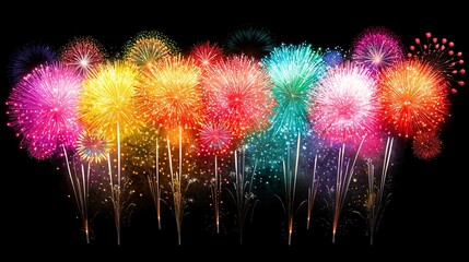 Poster - festival of lights celebration with fireworks, vibrant colors lighting the night sky