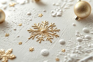 festive holiday greetings, shimmering gold merry christmas icons against a white textured backdrop evoke a tranquil holiday atmosphere