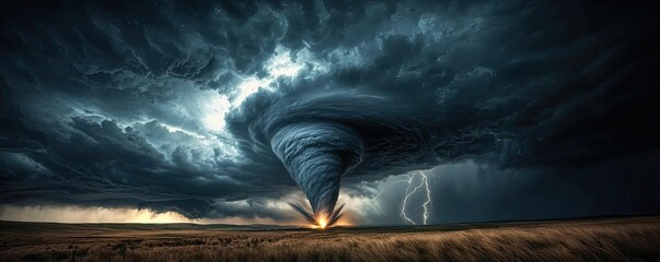 Poster - A dramatic tornado forming in a stormy sky, showcasing power of nature.