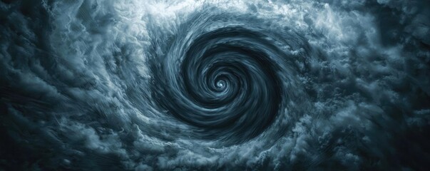 Poster - Dark swirling vortex of clouds depicting a powerful storm, high contrast and detail.