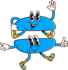 Poster - Math equals sign groovy character on fitness. Mathematics and algebra calculation symbol comical isolated vector character, kids education school math numeric sign happy groovy character