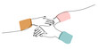 © berkahlineart - Continuous Line Drawing of Hands United for Teamwork Concept Minimalist Vector Illustration