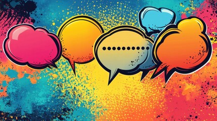 Poster - Colorful comic book-style speech bubbles