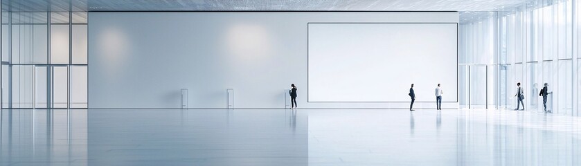 Poster - an ai-driven art installation displayed in a modern gallery, with viewers engaging with the artwork.