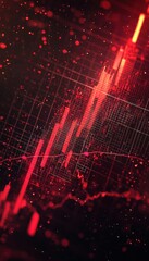 Poster - Dynamic red stock market graph with an upward arrow signifying growth and success in a glowing financial concept