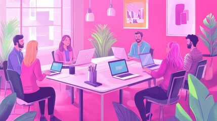 Poster - Collaborative Meeting in a Bright Office Space