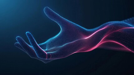 Poster - A hand is shown in a blue and pink color with a lot of dots