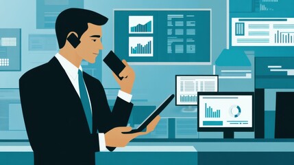Poster - Professional Man Using Technology in Modern Office