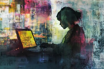Poster - An illustration of a woman working in an office.