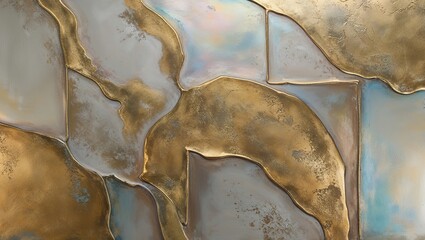 Sticker - Abstract Metal Wall Art with Gold and Silver Tones