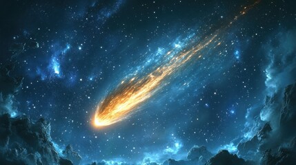 Wall Mural - a comet streaking through the night sky.