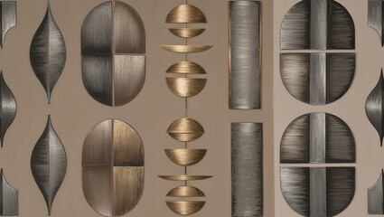 Wall Mural - Abstract Metal Wall Art with Geometric Shapes