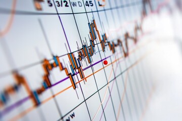 Poster - Data analysis concept with abstract stock market chart featuring graphs and statistics