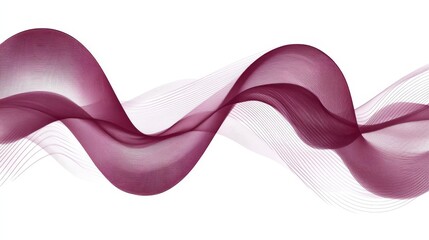 Poster - Abstract wave design in deep burgundy hues, creating a smooth flowing pattern against a white background.