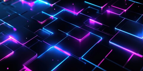 Canvas Print - Neon Glow Grid.