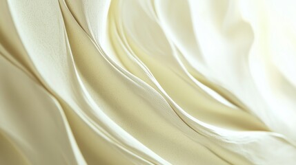 Poster - Gracefully waving ivory cloth creates a luxurious, tranquil background ideal for fashion or wedding themes. Clean, modern design with plenty of copy space exudes peace and calm indoors
