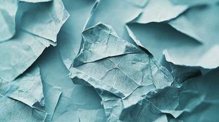 Poster - Close-up of crumpled paper with teal overlay, creating textured abstract background. Perfect for creative projects