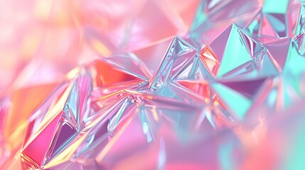 Poster - Iridescent background with crystallized shapes reflecting pink and teal lights, creating a modern and elegant feel. Perfect for fashion, beauty, or jewelry themes