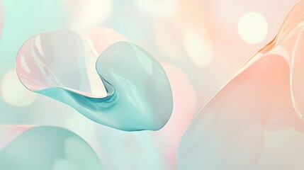 Poster - Abstract fluid background with a smooth wave design, featuring pastel colors and a dreamy, ethereal aesthetic. The flowing shapes create a sense of movement and fluidity