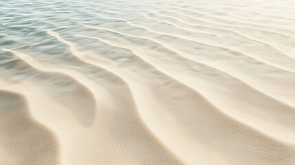 Poster - Gentle turquoise waves flow over white sand creating a soothing pattern. Relax in this tranquil beach paradise with bright sun and glistening sandbar