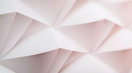 Poster - Folded white paper with textured background and shadows, featuring geometric shapes in pastel pink tones for creative projects