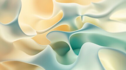 Poster - Captivating abstract background with organic waves in pastel colors. Modern, minimalist design perfect for banners, posters, websites. Trendy, luxurious vibe with yellow, blue, green, white tones