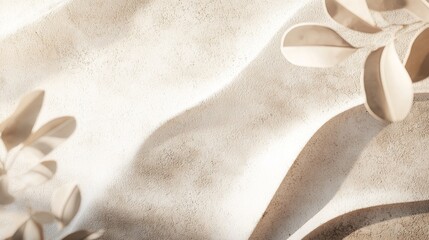 Poster - Capture the beauty of plant shadows on a textured surface with neutral tones. Perfect for showcasing products or designs in a serene atmosphere. Let the light and shadow play inspire your creativity