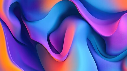 Aufkleber - Vibrant fluid wave patterns in shades of purple, blue, and orange creating a mesmerizing abstract design.