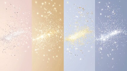 Poster - Enter a world of shimmering magic with four enchanting backgrounds. Sparkling glitter textures in pastel colors create a festive atmosphere, perfect for any celebration