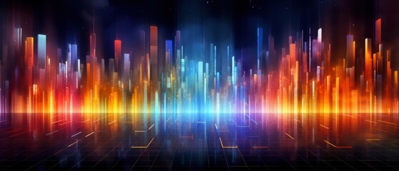Poster - Abstract colorful light beams create a vibrant digital landscape with a futuristic feel.