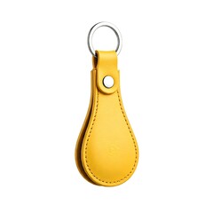 Wall Mural - Yellow leather keychain holder isolated on white background