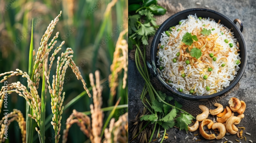 Not Natural Rice A side-by-side comparison of rice in its natural state, growing in the ...