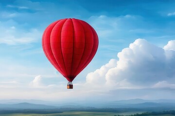 Colorful hot air balloon floating in a clear blue sky