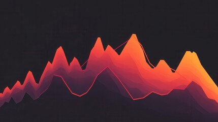 Canvas Print - A chart with a red line and orange peaks