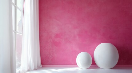 Wall Mural - A room featuring two white objects and a pink wall